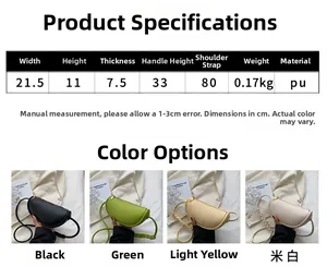 Detailed size chart and dimensions overview for the PU leather saddle bag