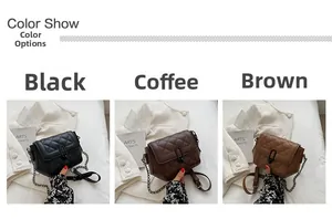 Détails des coloris noir, café et marron pour ce sac matelassé avec bandoulière chaîne
