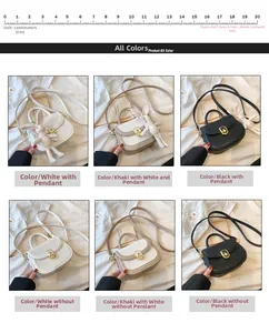 Close-up of stylish saddle bag colors with metal clasp and cute rabbit keychain accessory
