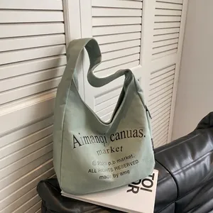 Large Capacity Canvas Tote Bag For Women Casual Shoulder Bag With Letter Print Street Trend Fashion School Shopping Hobo Handbag