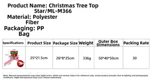 Detailed size specifications for the elf legs Christmas tree topper with dimensions