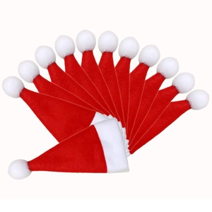 Dodici mini cappelli di Babbo Natale rossi e bianchi per decorare posate e bottiglie