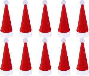 Set di 10 mini cappelli di Babbo Natale per posate e decorazioni della tavola