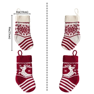 Chaussettes de Noël tricotées motifs flocon et renne ensemble de 23x10cm