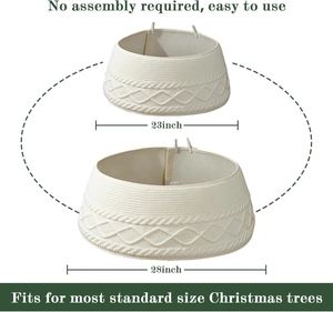 Falda de árbol de Navidad tejida en color marfil con tallas de 23 pulgadas y 28 pulgadas