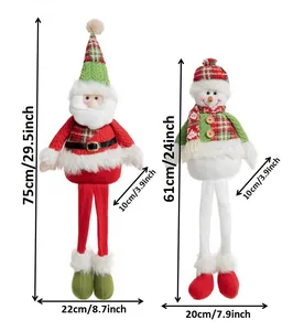 Size chart showing dimensions for the Piasto Santa and Snowman plush decorative toys