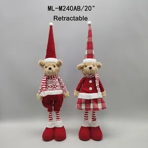 Personalisierte 20-Zoll-Weihnachtsbären mit ausziehbaren Beinen im festlichen Outfit