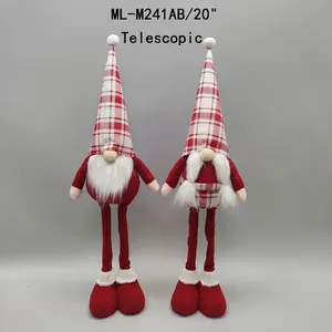 Set aus zwei 20-Zoll-Weihnachtswichteln mit ausziehbaren Beinen in rot-weißem Karomuster