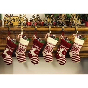 Chaussettes de Noël en Tricot Motif Renne Flocon de Neige Décoration Suspendue Sacs Cadeaux pour Cheminée Maison Noël