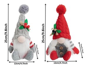 Detailed size chart for Christmas gnomes with dimensions 25cm height and 12cm width