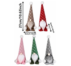 Detailed size specifications for handmade Christmas faceless gnome plush decorations