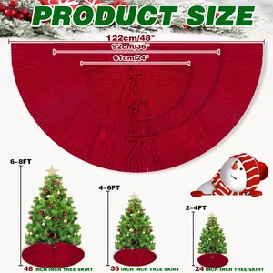 Gonna per albero di Natale rossa in maglia disponibile in 24, 36 e 48 pollici di diametro