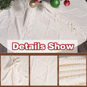 Gestrickter Weihnachtsbaumrock mit Zopfmustern und Schleifenverschluss