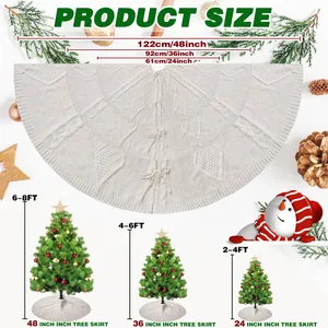 Größentabelle für cremefarbene Strick-Weihnachtsbaumdecken in 61, 92 und 122 cm