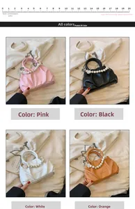 Details der gerafften Cloud-Tasche mit 20 cm Größe in Pink, Schwarz, Weiß und Orange