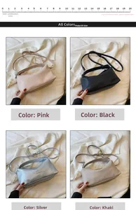 Sacs polochons minimalistes de grande capacité en rose, noir, argent et kaki