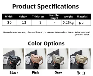 Tabla de tallas y selección de colores para bolso bandolera de silla en cuero PU
