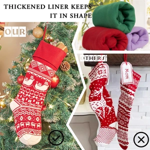 Detail showing thickened liner of the Christmas stocking to keep its shape and durability