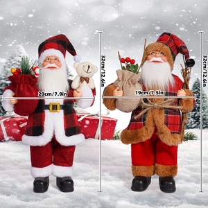 Detail view of 32cm Santa Claus figurines showing size in cm and inches