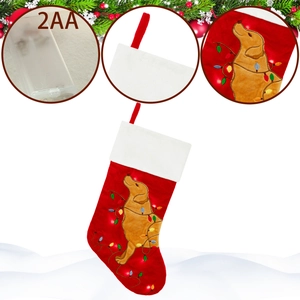 Christmas stocking with LED lights and Golden Retriever embroidery for holiday decor
