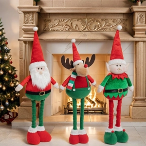 Three-piece Christmas fairy doll set with Santa, reindeer and elf in festive decor