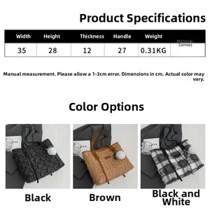 Detailed size specifications of large canvas tote bag showing dimensions and weights