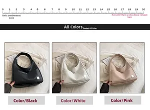 Three minimalist lychee texture underarm bags in black, white, and pink leather finishes