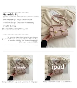 Petit sac carré rose en cuir PU 20x11x4cm avec fermoir doré et bandoulière fine