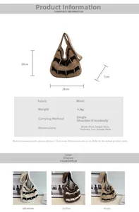 Guide des tailles détaillé du sac cabas en tricot avec mesures et spécifications