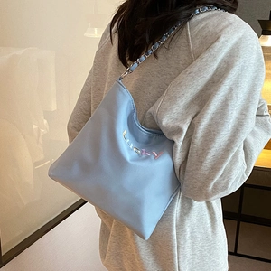 Damen Oxford Gewebe Schultertasche Große Kapazität Kette Eimertasche Mit Lucky Stickerei Lässig Vielseitig Mode Handtasche
