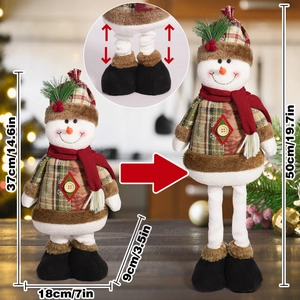 Verstellbare Schneemann-Weihnachtsdeko mit Teleskopbeinen von 37 cm bis 50 cm