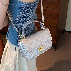 Borsa Quadrata a Rombi Trapuntata da Donna Borsa a Tracolla in Pelle PU alla Moda Con Chiusura in Metallo Elegante Borsa a Mano Moda Borsa a Spalla