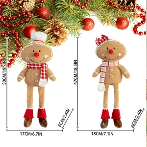 Detailed size chart of long-legged plush gingerbread man dolls for Christmas decoration
