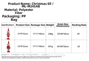 Detailed size and material specifications for Christmas plush bear figurines