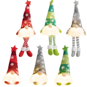 Luminous Christmas Rudolph gnomes set with LED lights in red, green and grey tones