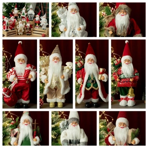 Stehender Weihnachtsmann Figur Weihnachtsdekoration Traditionelle Plüschpuppe Mit Glocke Geschenktüte Für Haus Weihnachtsfeier Ornament