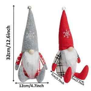 Christmas gnome plush set with snowflake embroidery and silver bells in 32cm height