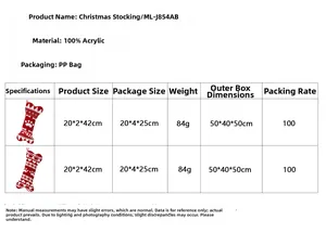Tabla de tallas detallada para calcetines navideños de punto 100% acrílico