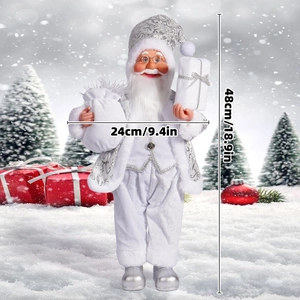 18-inch Santa Claus figurine in silver coat with dimensions 48cm height and 24cm width
