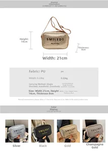 Detailed size specifications and material view of the PU leather crossbody camera bag