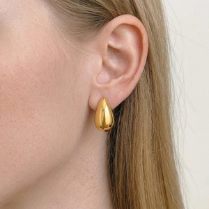 Teardrop Stud Earrings Gold Plated 304 Stainless Steel Waterproof Hypoallergenic Minimalist Geometric Jewelry For Women