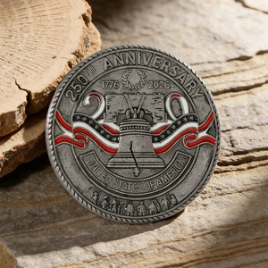 Primer plano de la medalla del 250 aniversario de EE. UU. con la Campana Libertad