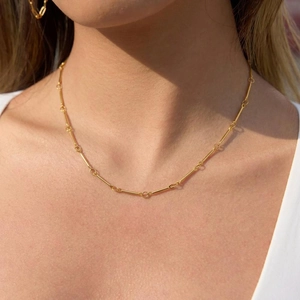18K Gold Plated Stainless Steel Jewelry Set Bone Link Necklace And Bracelet For Women Waterproof Hypoallergenic