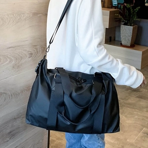 Schwarze Oxford-Reisetasche mit großem Fassungsvermögen und verstellbarem Schultergurt