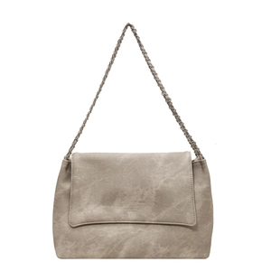 Chic large capacity shoulder bag with marble texture leather and metal chain strap