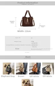 Guide des tailles détaillé pour sac seau en cuir PU avec dimensions et sangles