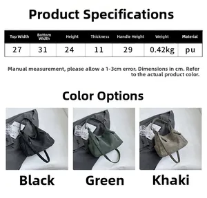 Detailed size chart and specifications for vintage style faux leather tote handbag