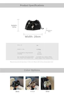 Size chart for cloud chain bag showing dimensions 20x13x9cm and PU leather material detail