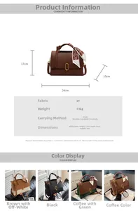 Infographic showing dimensions and color options for the woven vintage messenger bag