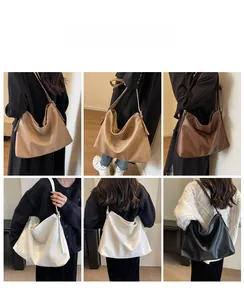 Six colors of large hobo tote bags displayed on models for daily commute and styling